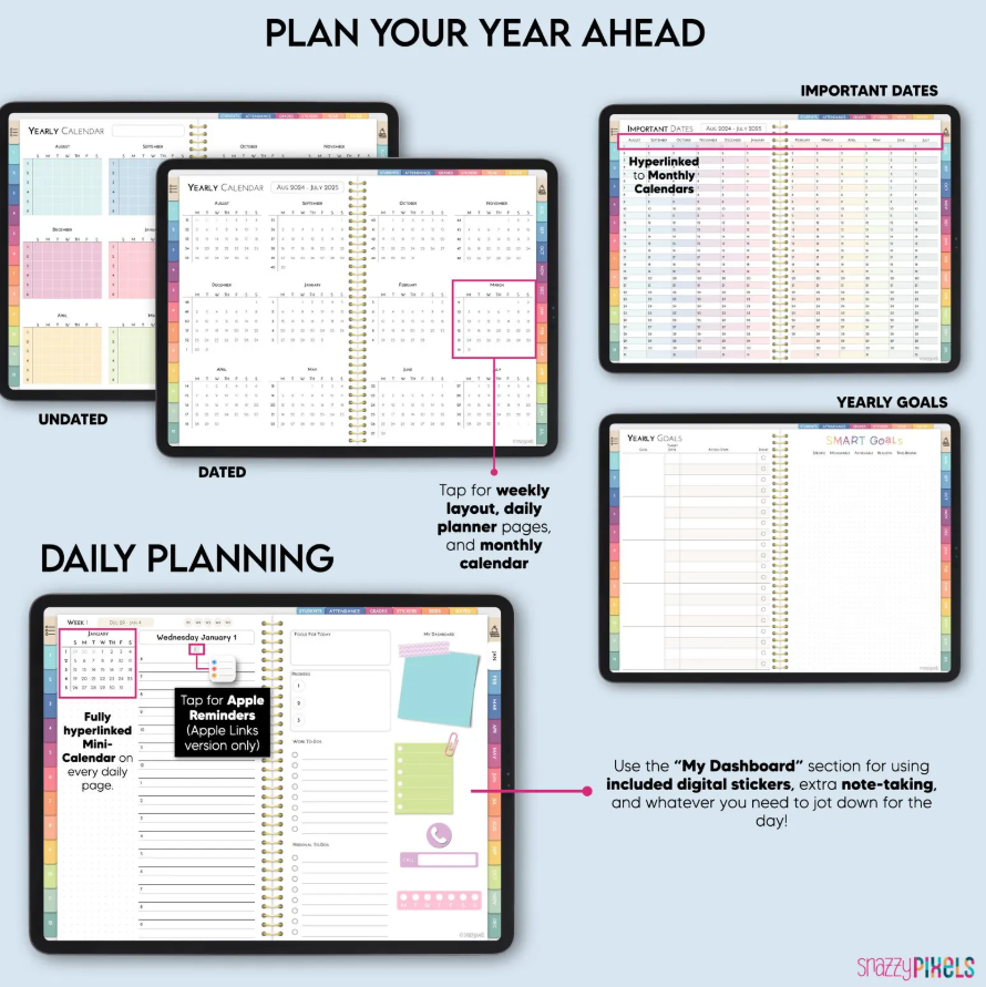 Digital Teacher Planner 2024-2025 – Undated & Dated Academic Organizer