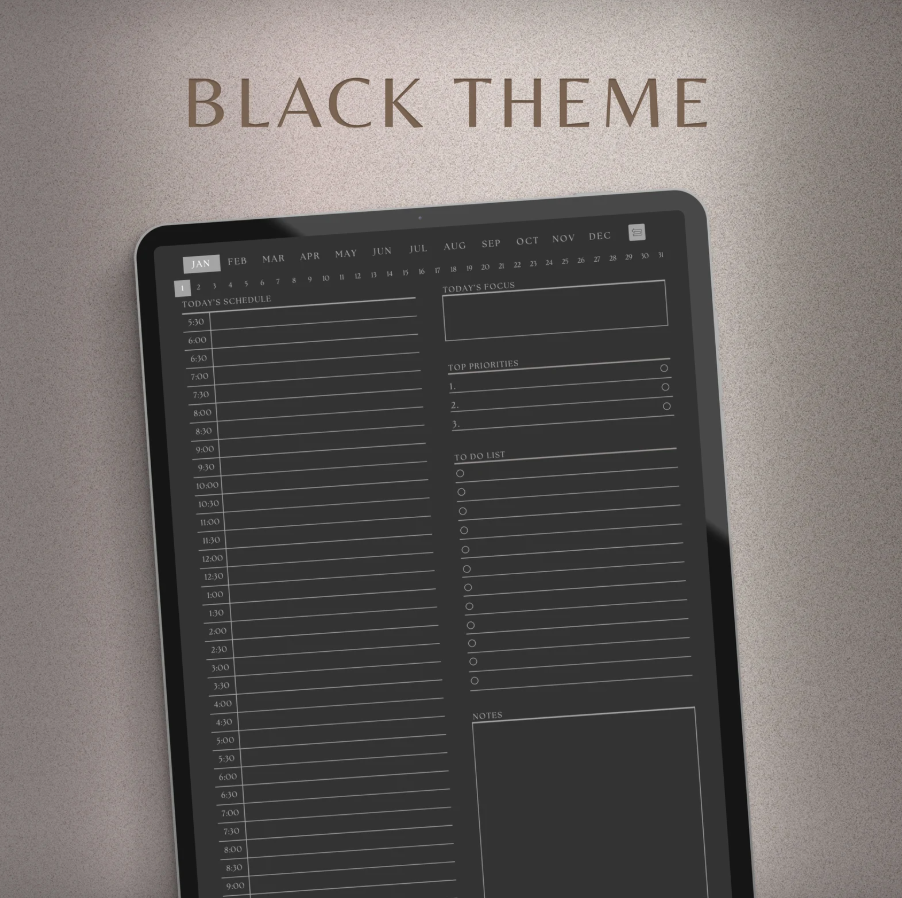 Digital Daily Planner – Minimalist Portrait Template for iPad & Android