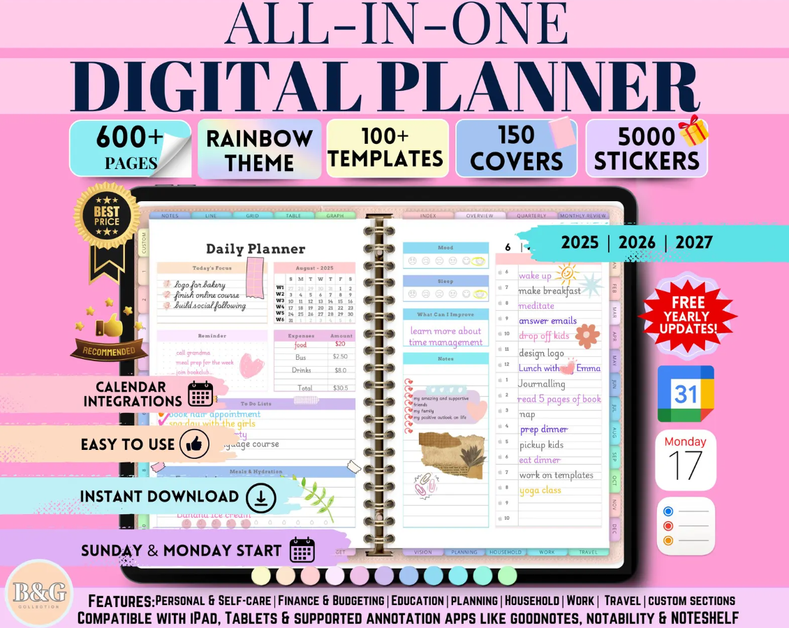 All-in-One Digital Planner 2025-2026 – Ultimate Productivity Tool