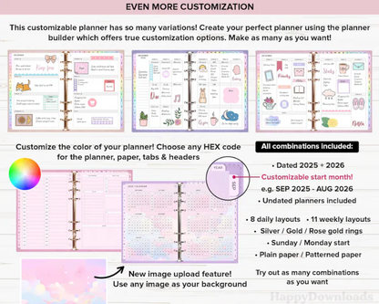 Digital Planner 2025-2026 (Undated) | Fully Customizable for iPad & Tablets